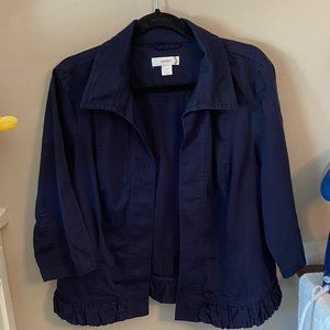 Women's CJ Banks Navy Blue Ruffled Blazer Size 1x